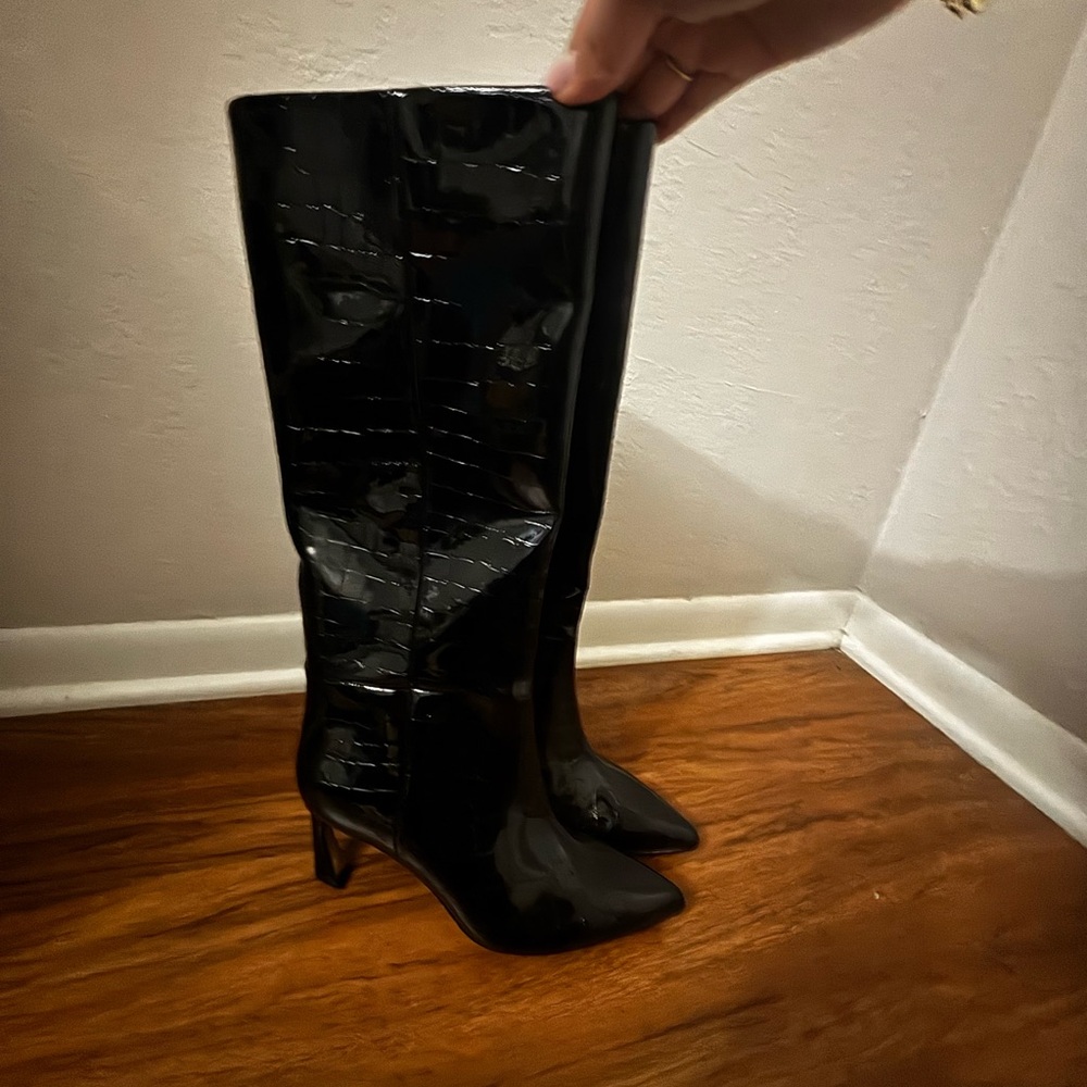 Vince Camuto Glossy Black Heeled Boots